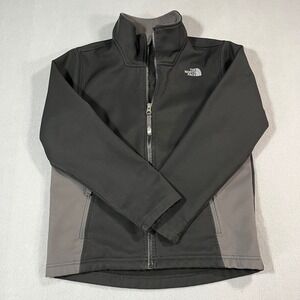 The North Face Boys Softshell Jacket Medium 10-12 Black Gray Zip Up Outerwear‎